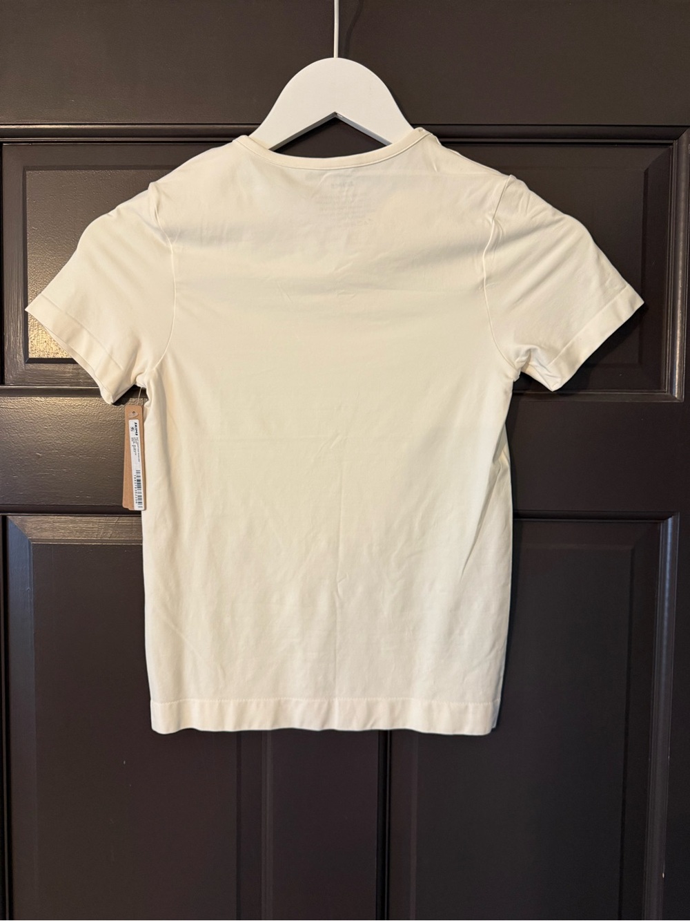 Skims Soft Smoothing Seamless T-Shirt Tee Short Sleeve Medium Marble Ivory NWT M - Picture 4 of 4